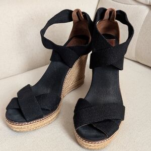 Tory Burch Black Canvas Espadrille Sandals